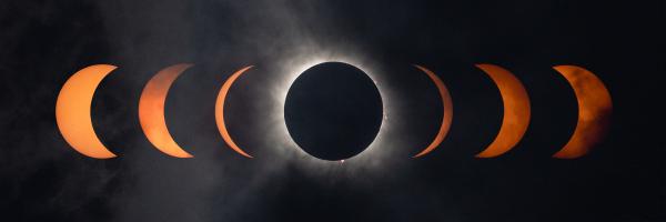 A composite image of the 2024 total solar eclipse